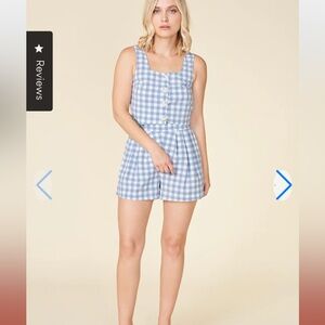 Wayre Ocean Gingham Square Neck Button Front Set